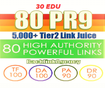 30 EDU GOV 80 PR9 Backlinks DA-100 With 5000 Links Easy Link Juice & Faster Index