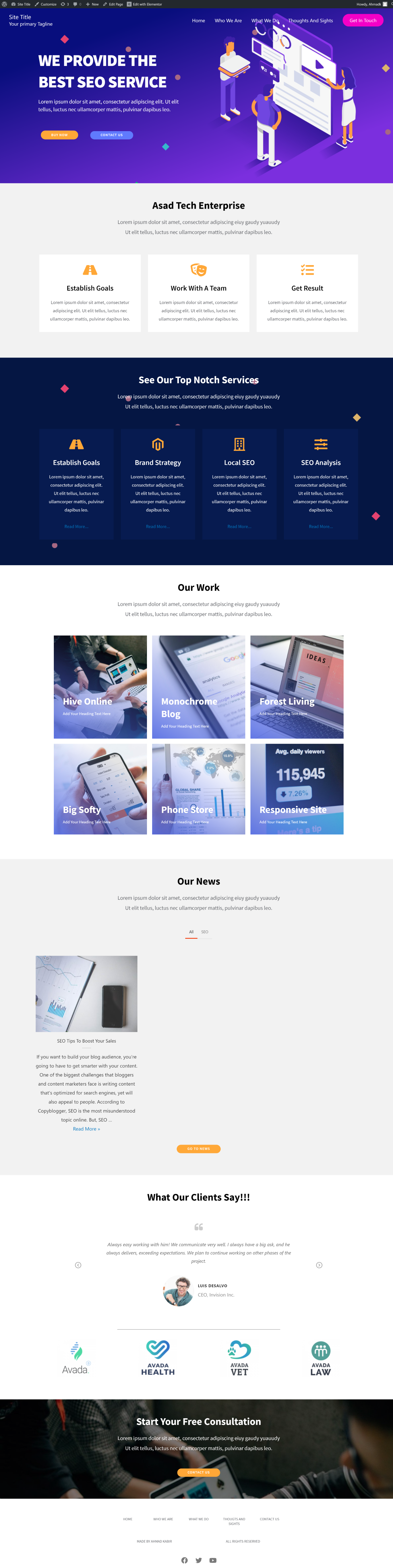 I will create a professional eye catching WordPress site with elementor
