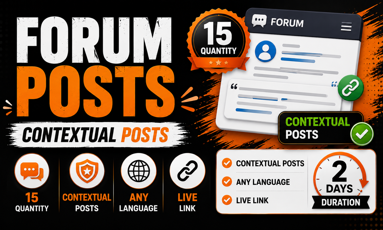 I will build 15 high authority MANUAL FORUM backlinks