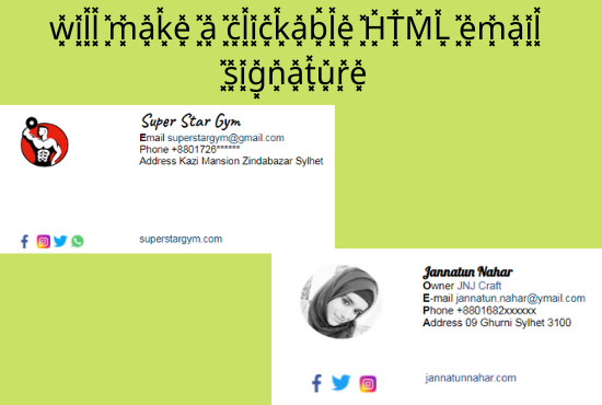 I will make a professional clickable HTML email signa...
