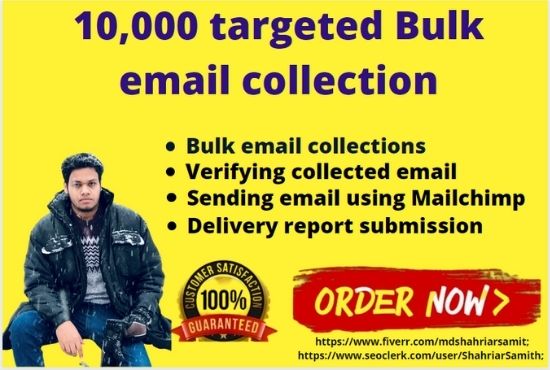 I will do a targeted bulk email collection. Moreover, I will verify and both of us will satisfy.