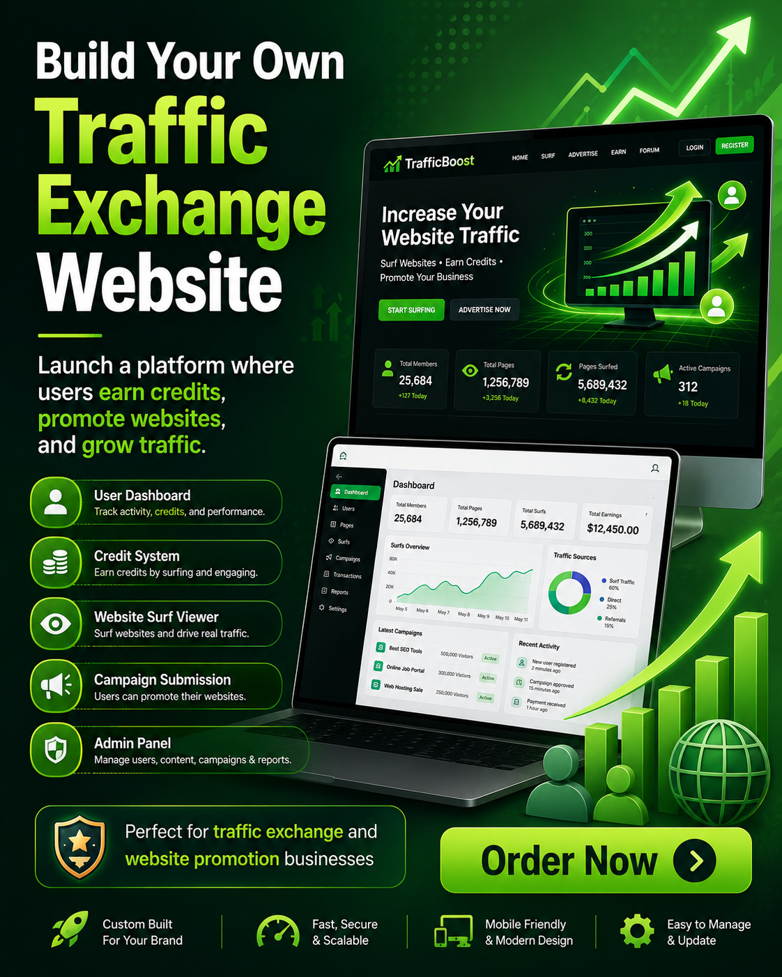 I will create a website traffic exchange platform like WebTraffic4U