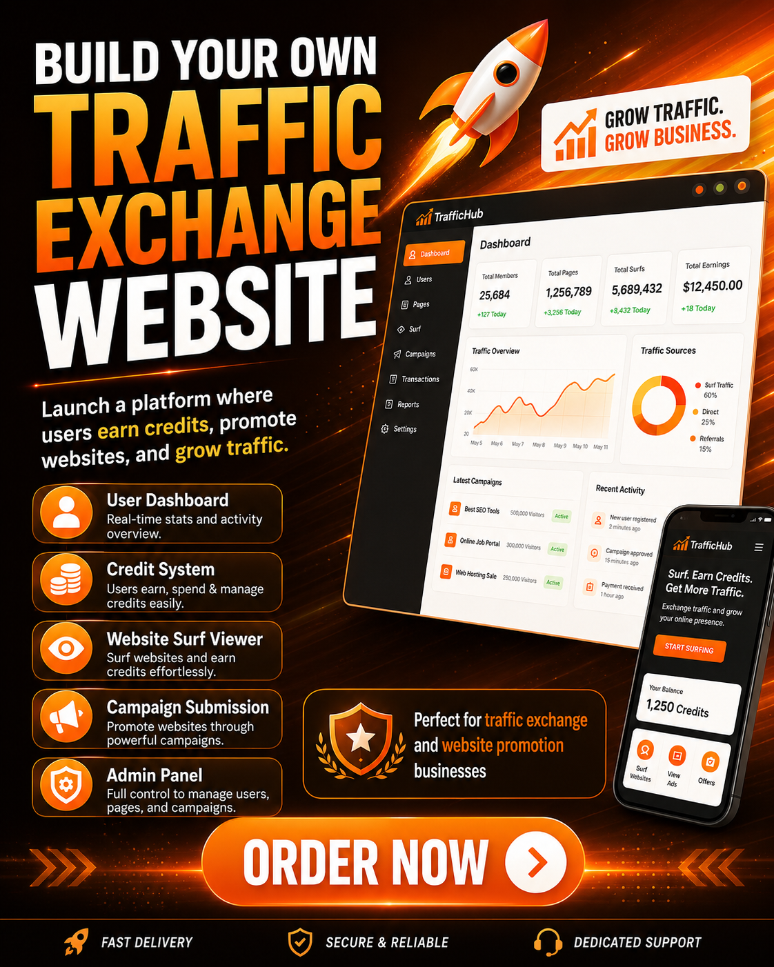 I will create a website traffic exchange platform like WebTraffic4U