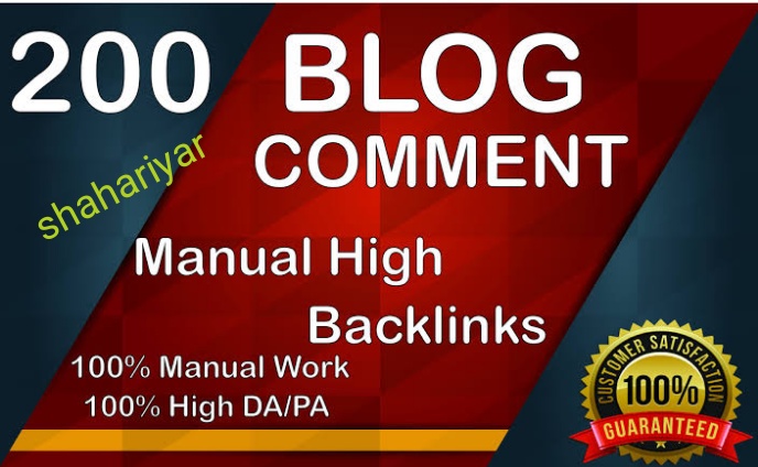 I will provide 200 mannually blog comments backlinks high DA PA 