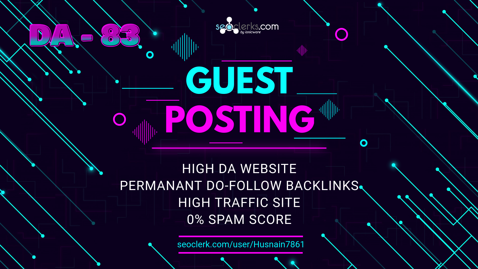 Provide backlinks on my DA 83 website