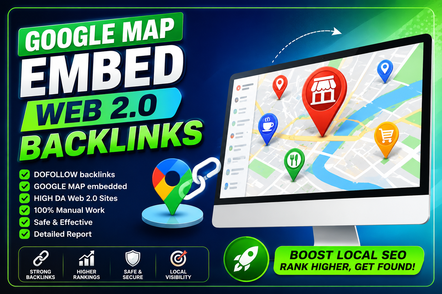 Build 5000 Google Map Embed Web 2.0 Dofollow Backlinks for Local SEO
