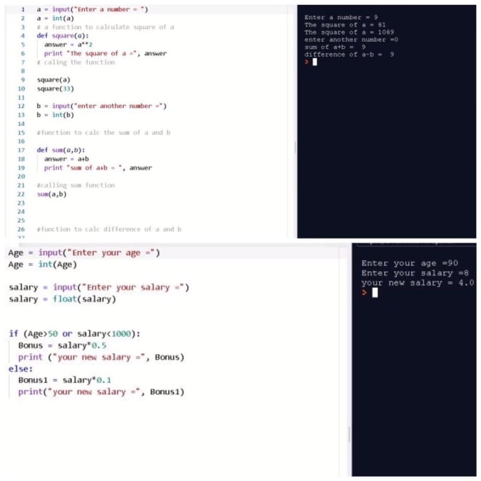I will write simple python codes