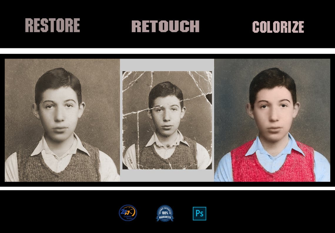 I will restore, retouch,colorize,repair from old image