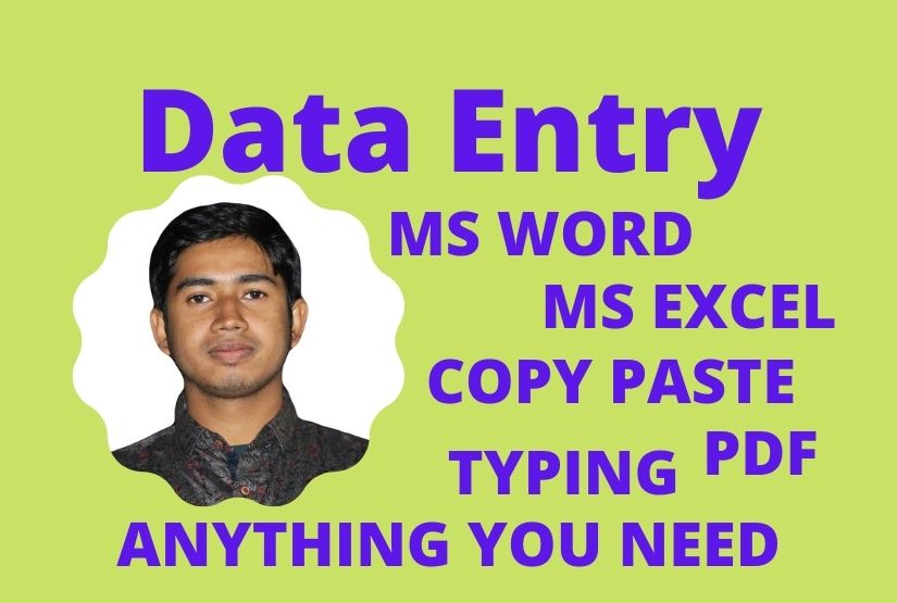 I will do data entry, typing, word, excel, Powerpoint, pdf, virtual assistant 