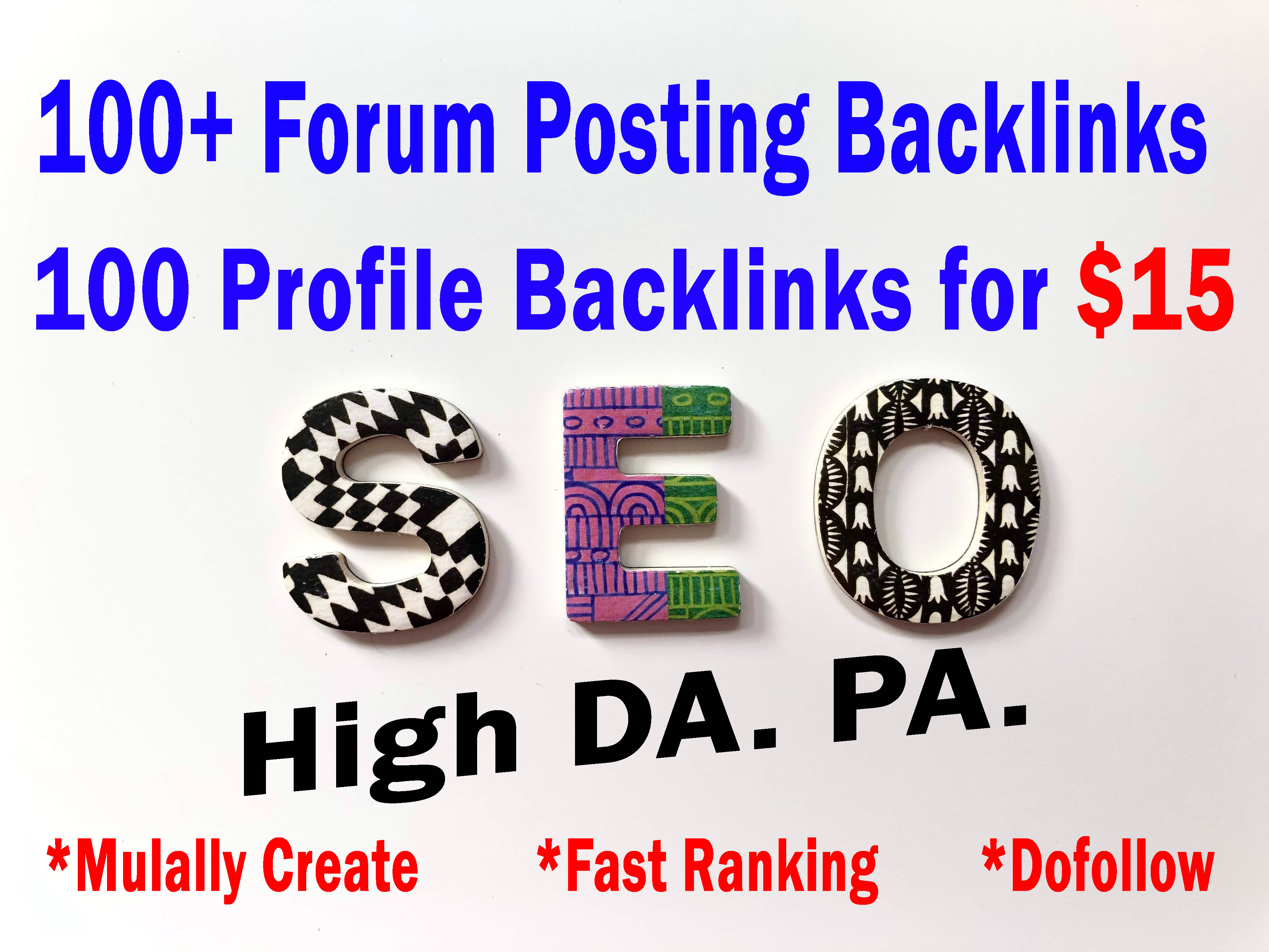  Build 100+ Profile Backlinks 100+ Forum Backlinks High Authority DA60-90+ Manually