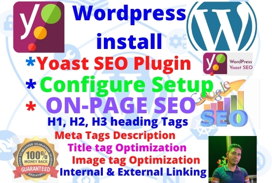 Wordpress install ,Configure setup ,yoast SEO Plugin and on page optimization