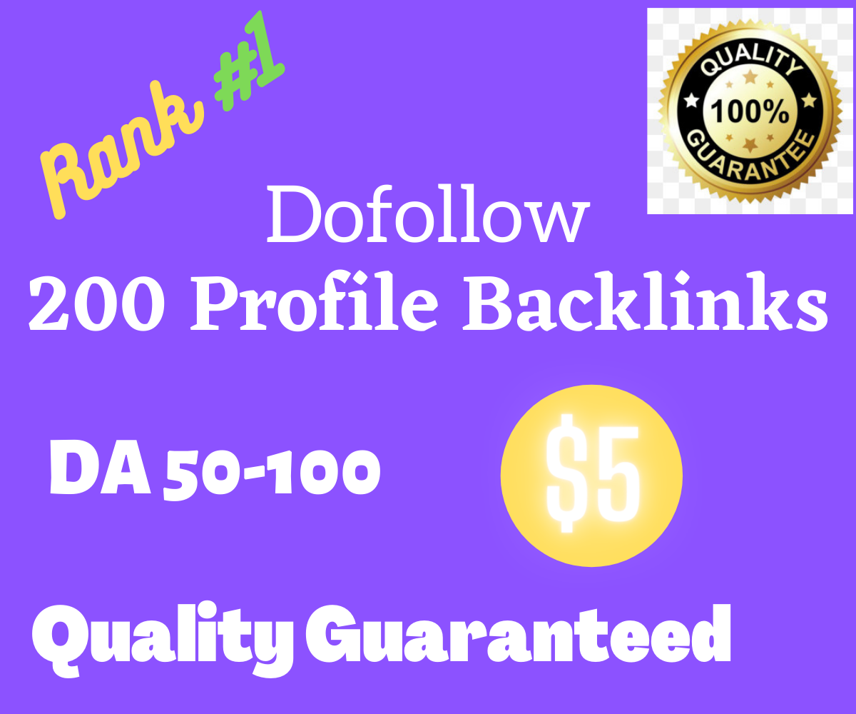 Create 200 High DA Profile Backlinks Manually for SEO...