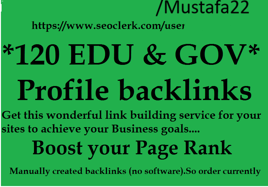 I will manually build 60 Edu and 60 Gov backlinks white hat SEO