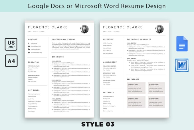 I will design your resume and cv in google docs or ms word