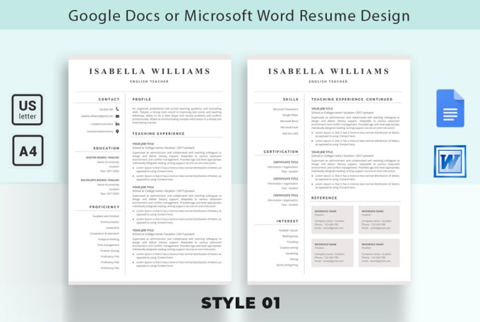 I will design your resume and cv in google docs or ms...