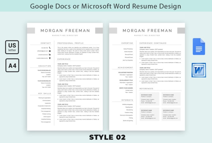 I will design your resume and cv in google docs or ms word