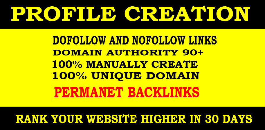  30 High DA social profiles setup or profile creations backlinks