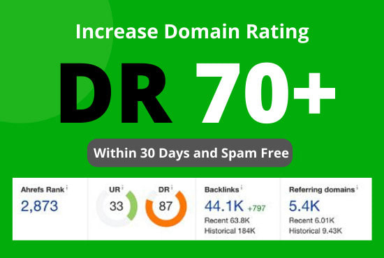 I will increase ahrefs domain rating DR 70+ by SEO authority backlinks