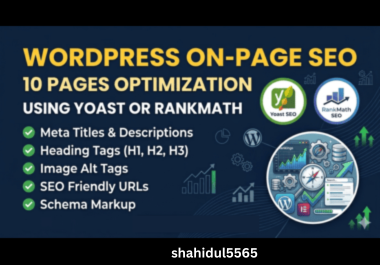 10 Pages ONPAGE SEO Optimization for WordPress using Yoast or RankMath