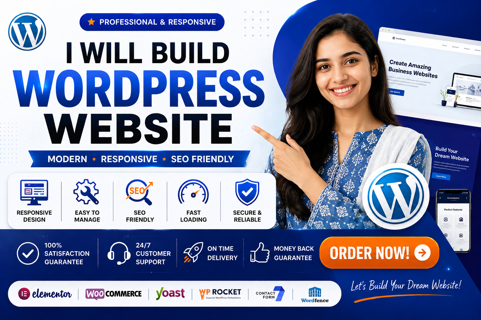 I will design, redesign, customize, and develop a professional WordPress website