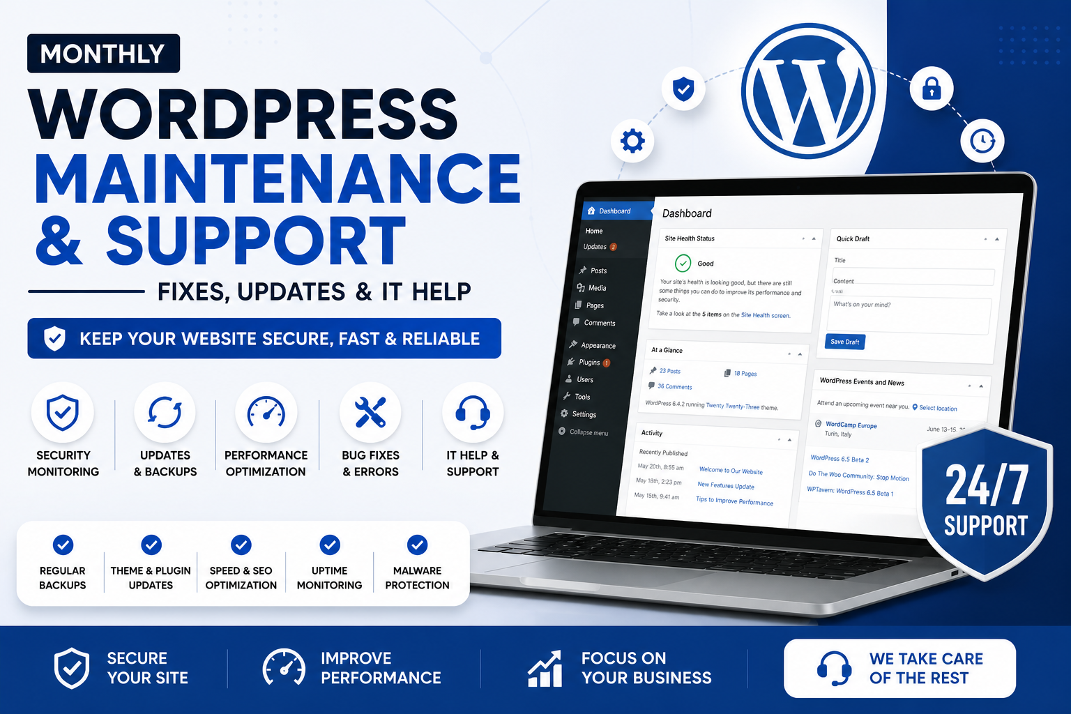 Monthly WordPress Website Maintenance, Troubleshooting & IT Help