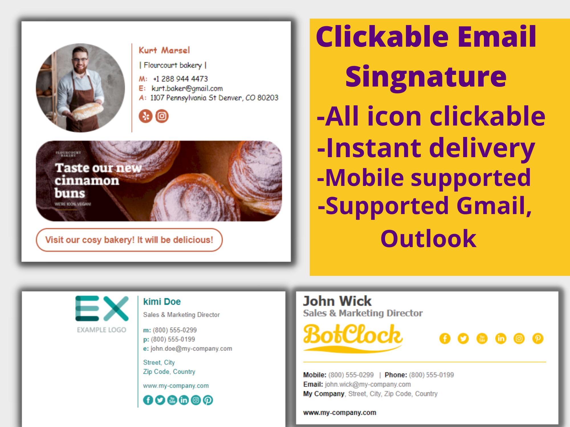 I Will Design Professional Looking Clickable HTML Email Signature, Outlook Signature