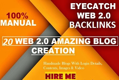 I will create 20 web 2.0 backlinks for ranking your website.