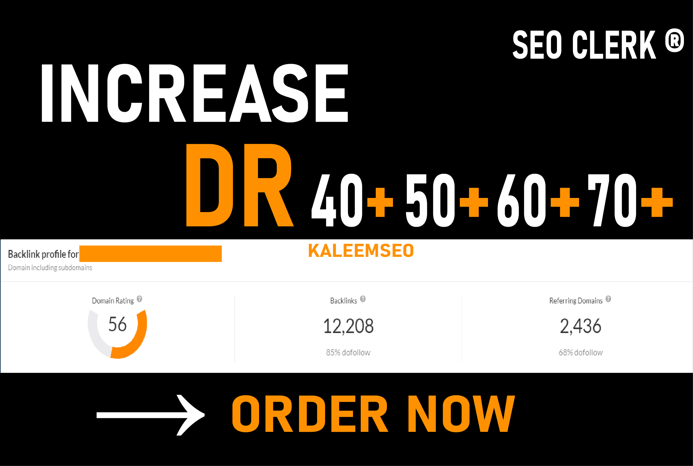 Increase ahrefs DR domain rating to 40+ No Redirects Or blog comment only Using High Quality Links 