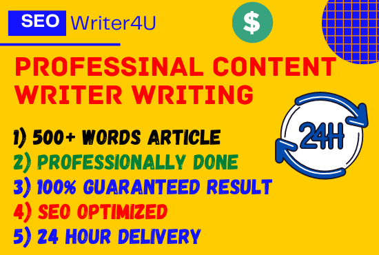 I will be Your Professional Content Writer with skill of writing