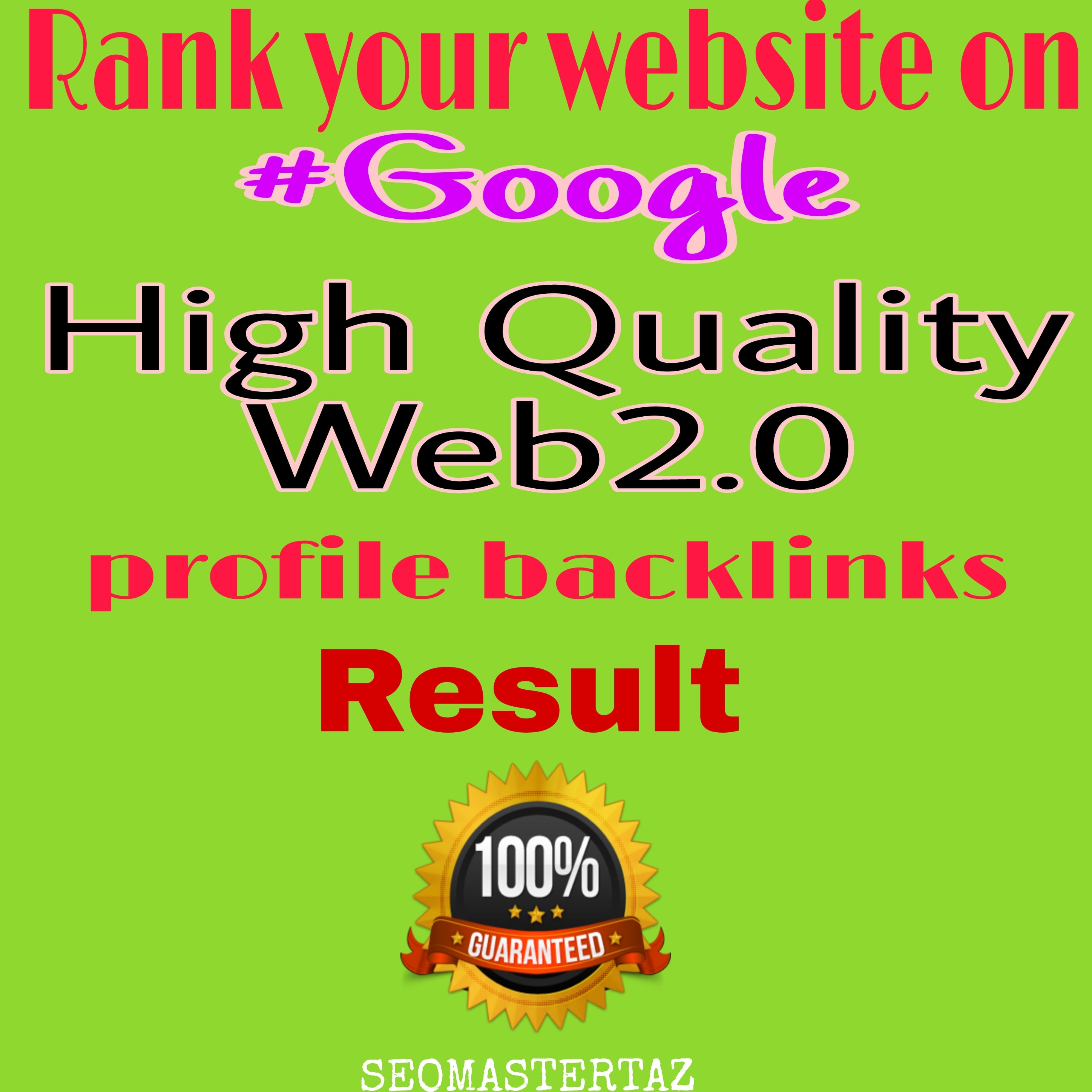 I will do manually give you most effective 30 Web 2.0 profile Backlinks.