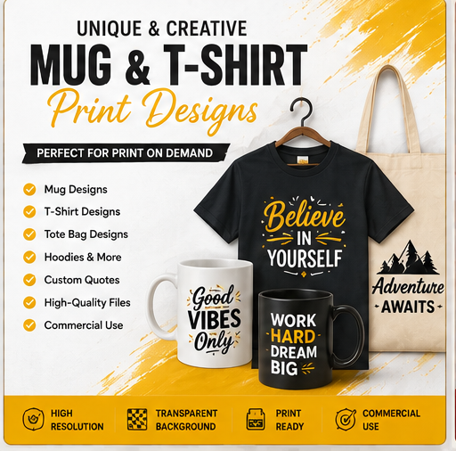 I will create unique mug, t-shirt, tote bag, and print-on-demand designs