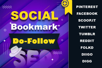 I will create 100 social bookmarks backlinks SEO