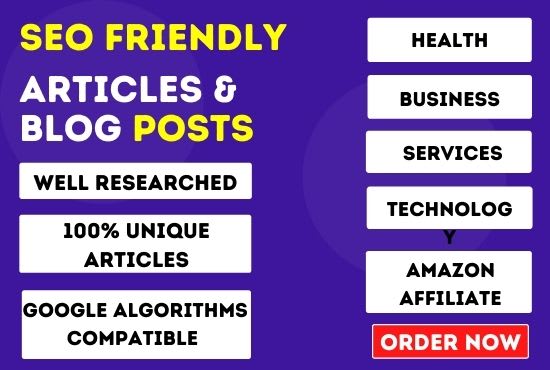 I will write Unique from 500-700 Words blog articles with SEO keyword optimization And 