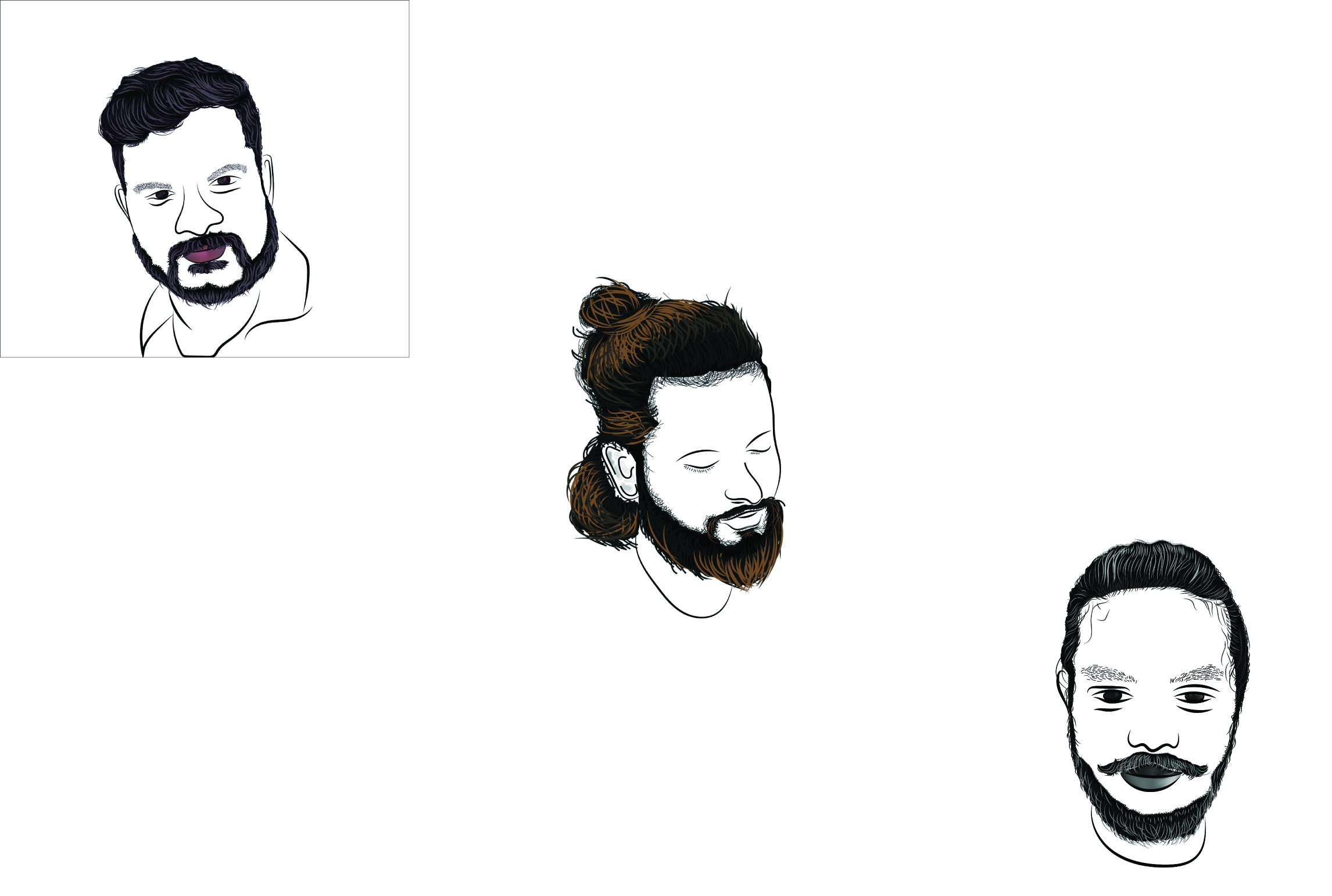 I will create a detailed vector art portrait black and white