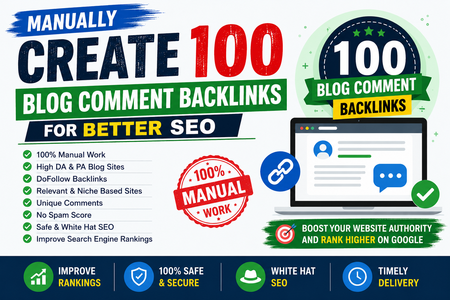 Manually Create 100 Blog Comment Backlinks for