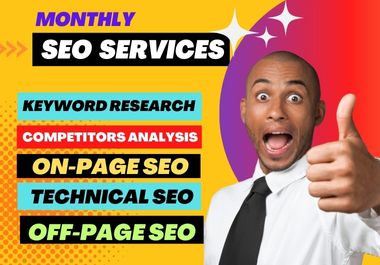 Monthly Complete On Page SEO, Technical Optimization with high quality off Page SEO Backlink Service