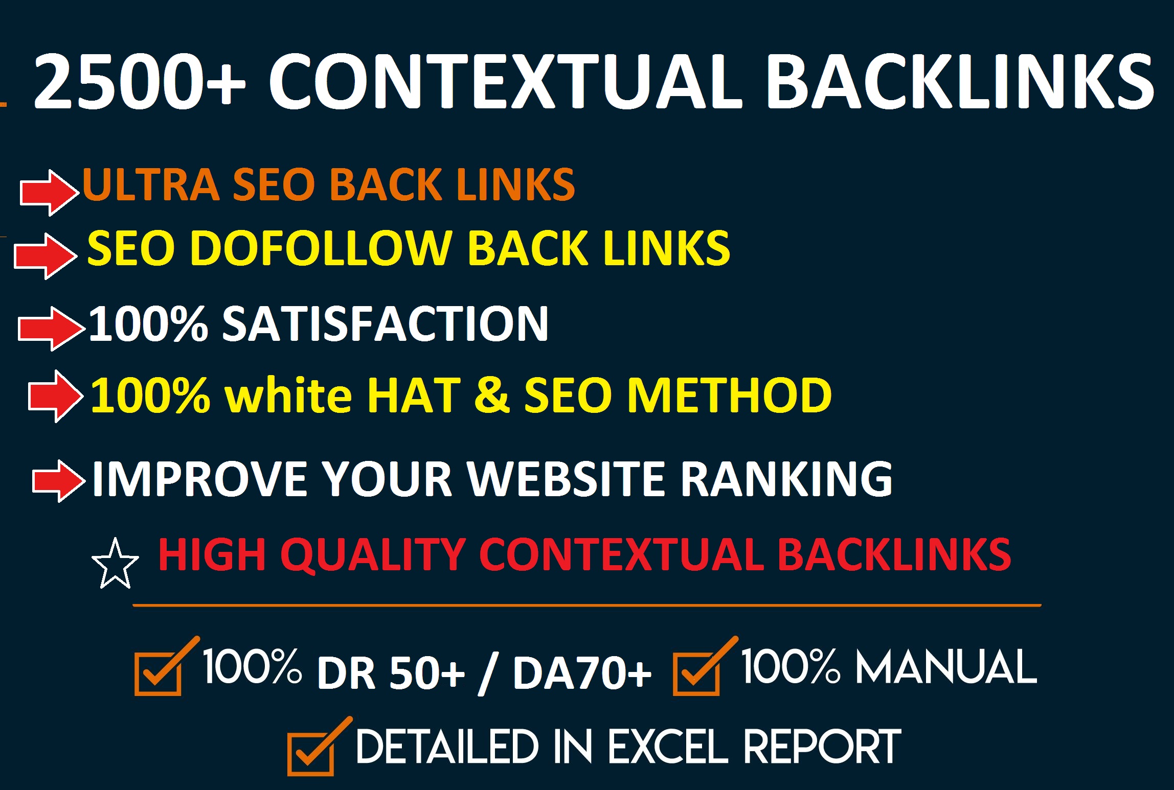 i will provide 2500+ contextual backlinks for seo ranking 