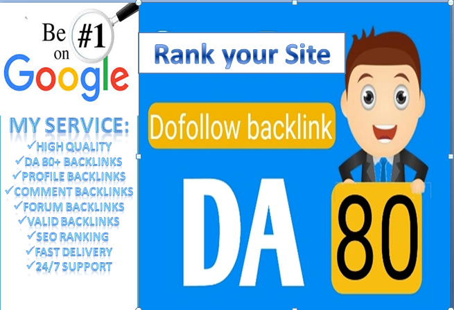 I will do high DA 80 to 90+ Backlinks with dofollow on actual page 