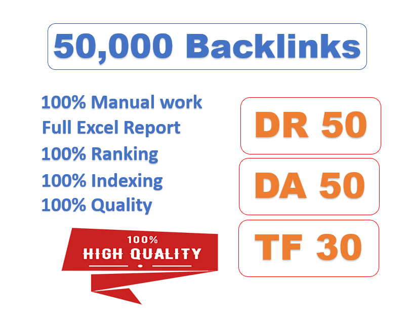 I will create 1,000 high quality links with high DR, da pa, tf cf