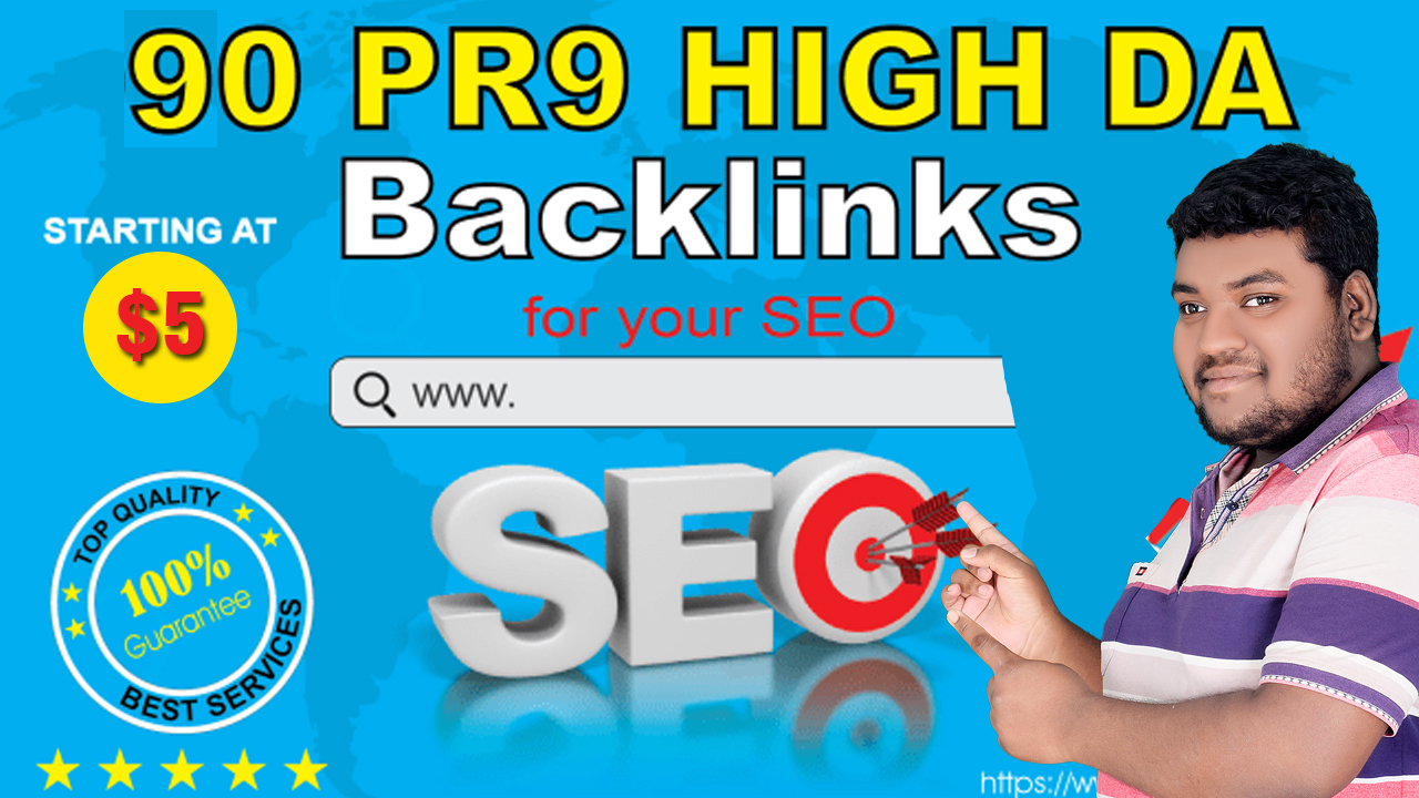 I will Create your pr9 da 90 plus seo backlinks with ranking your Website