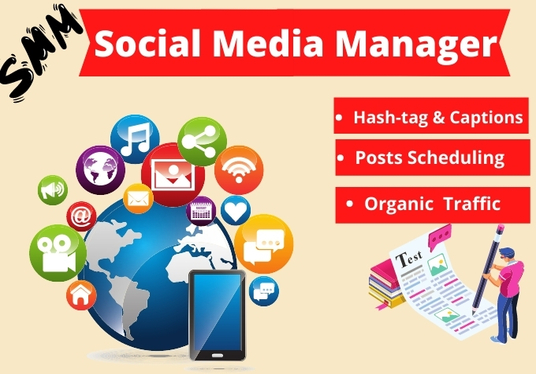 I will be your social media marketing manager for SMM