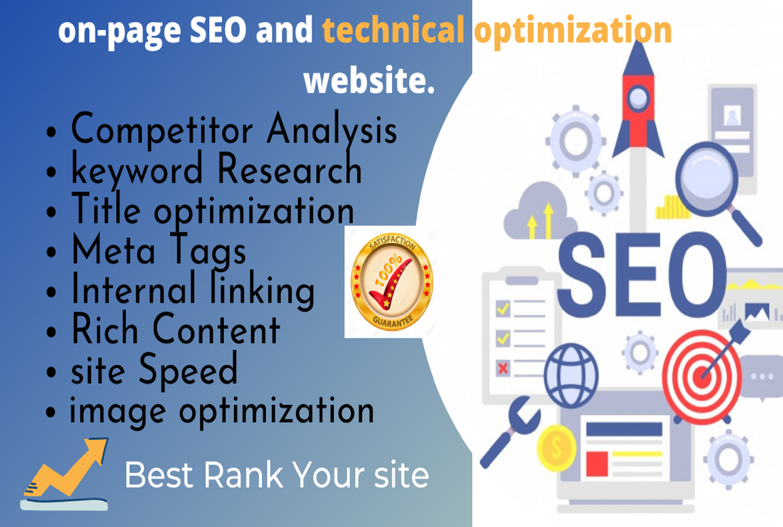 do on page SEO and technical optimization website For 5 Page