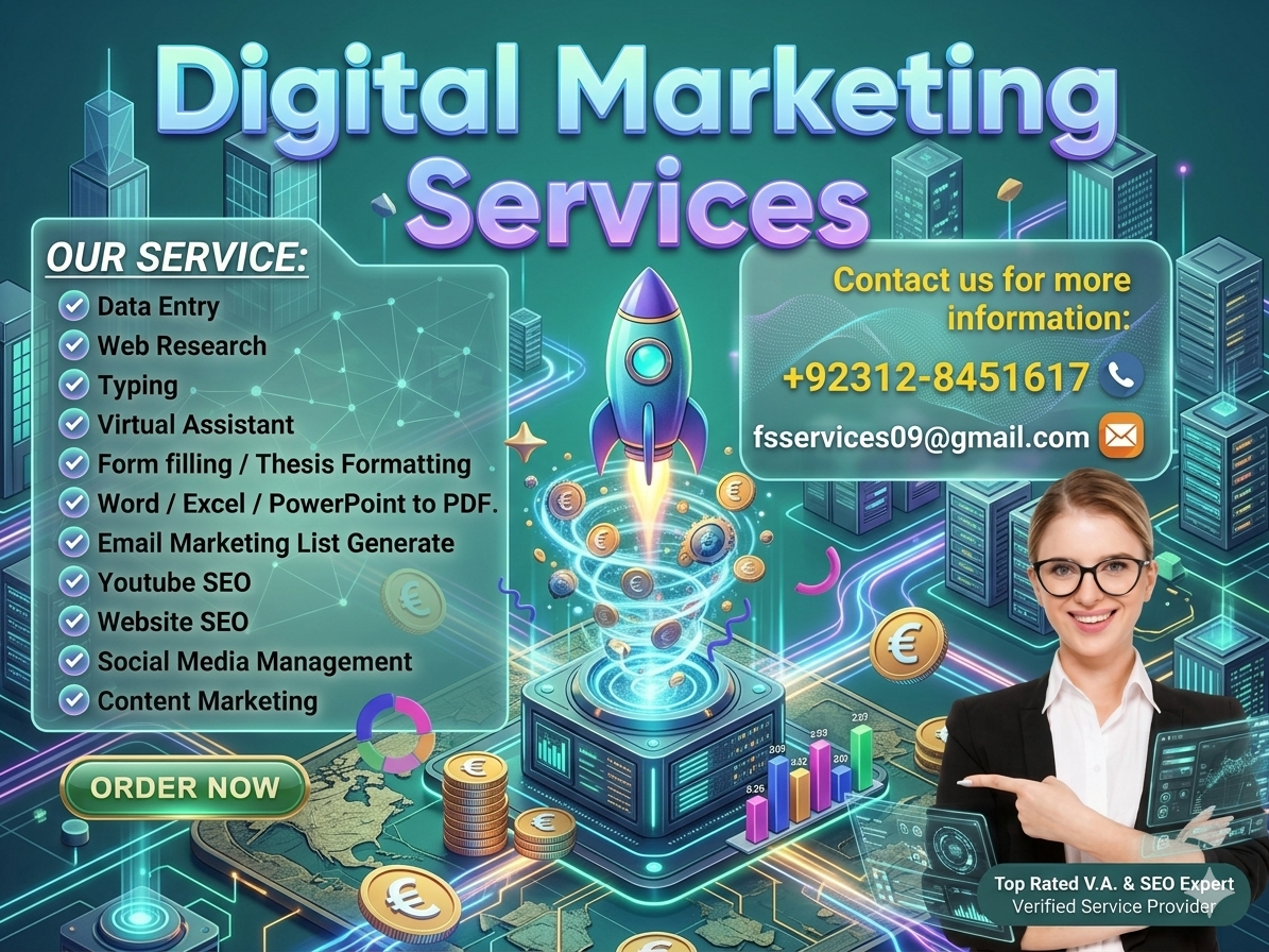 I will do social media managment, virtual assistant tasks accurate typing & data entry work