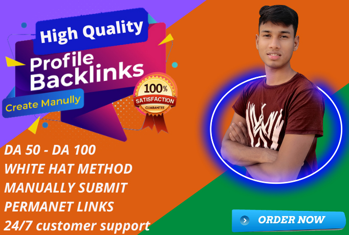I will manually create 30 HQ profile backlinks on high DA site for website SEO