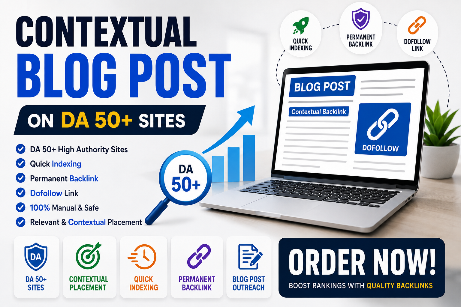Get 1000 DA50+ High-Authority Contextual links with dominate Google Ranking 