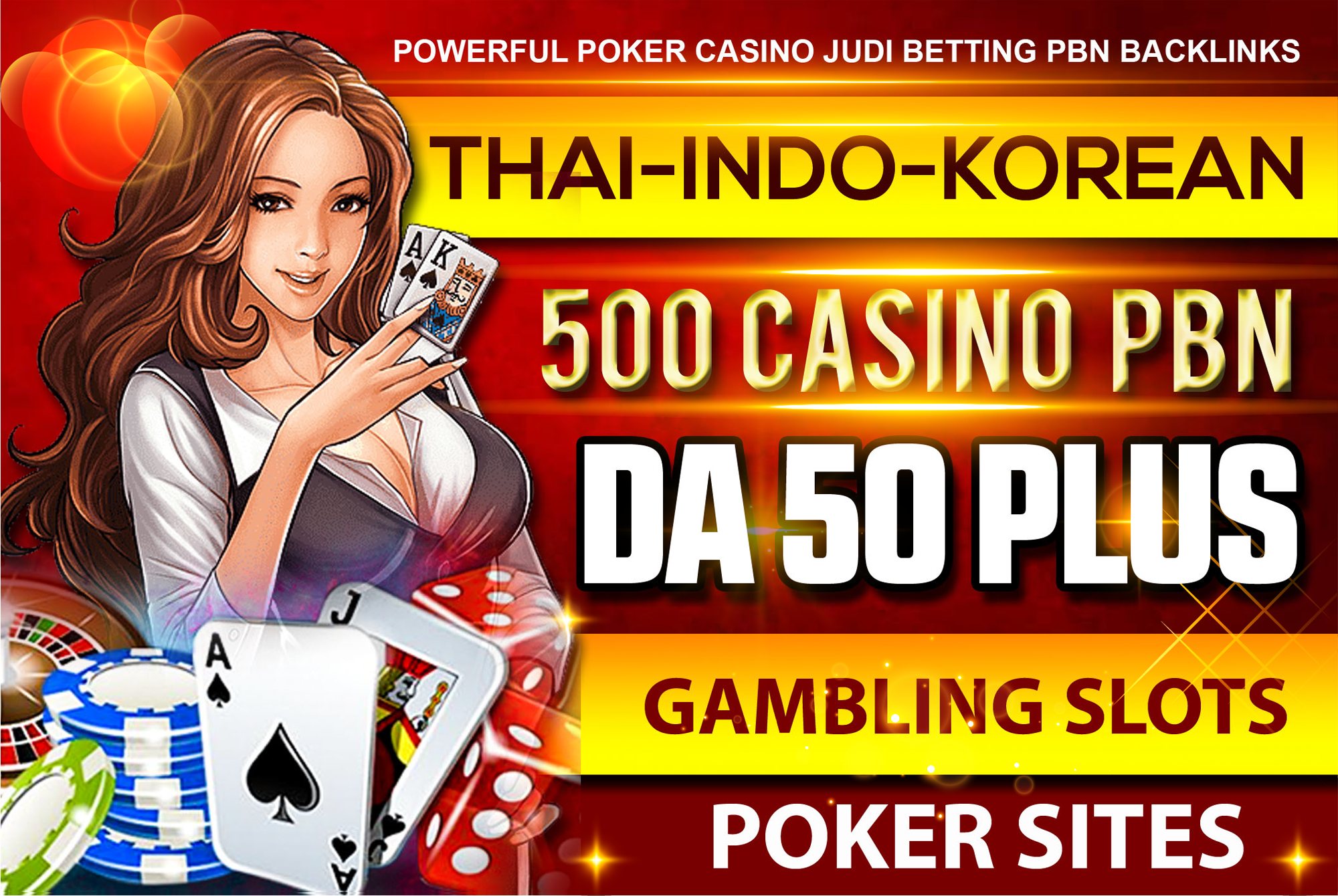 Top-Quality 500 PBN Casino indonesia Thai Korean Gambling Slot Betting high DA 50+ backlinks