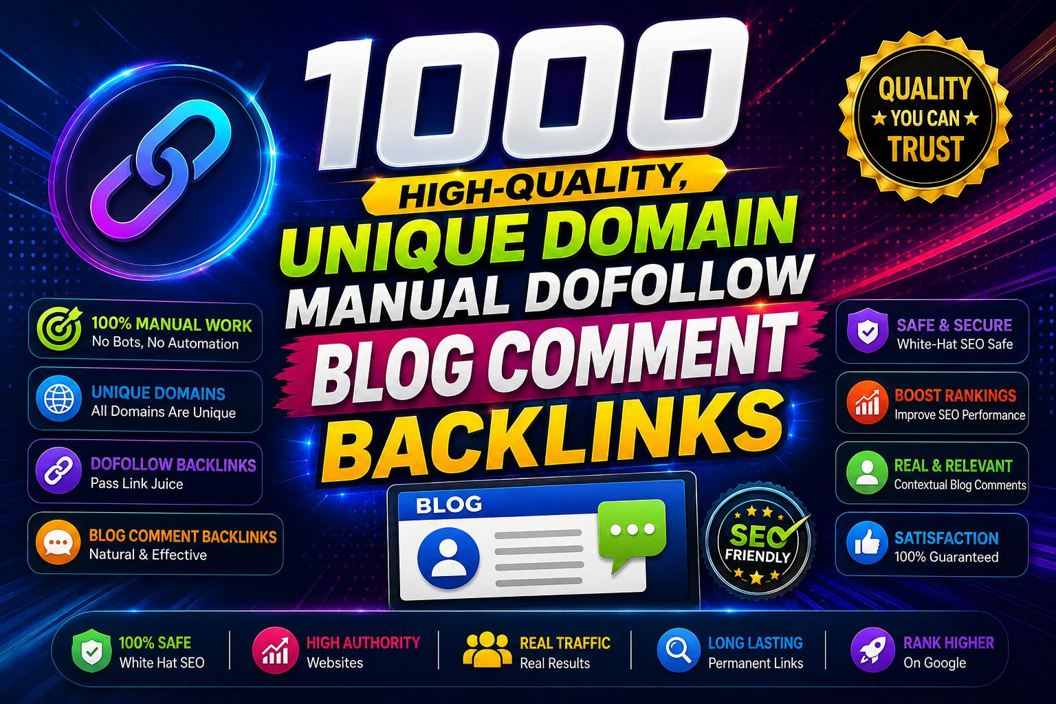 Make 1000 High Quality Manual Dofollow Blog Comments Powerful SEO da pa Backlinks