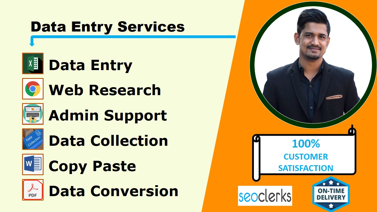 I will do perfect data entry, copy paste and web research