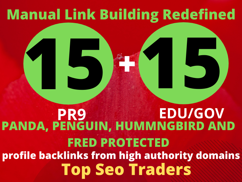 I will manually do 15 PR9 + 15 EDU/GOV Safe SEO High Pr Backlinks 2021 Best Results