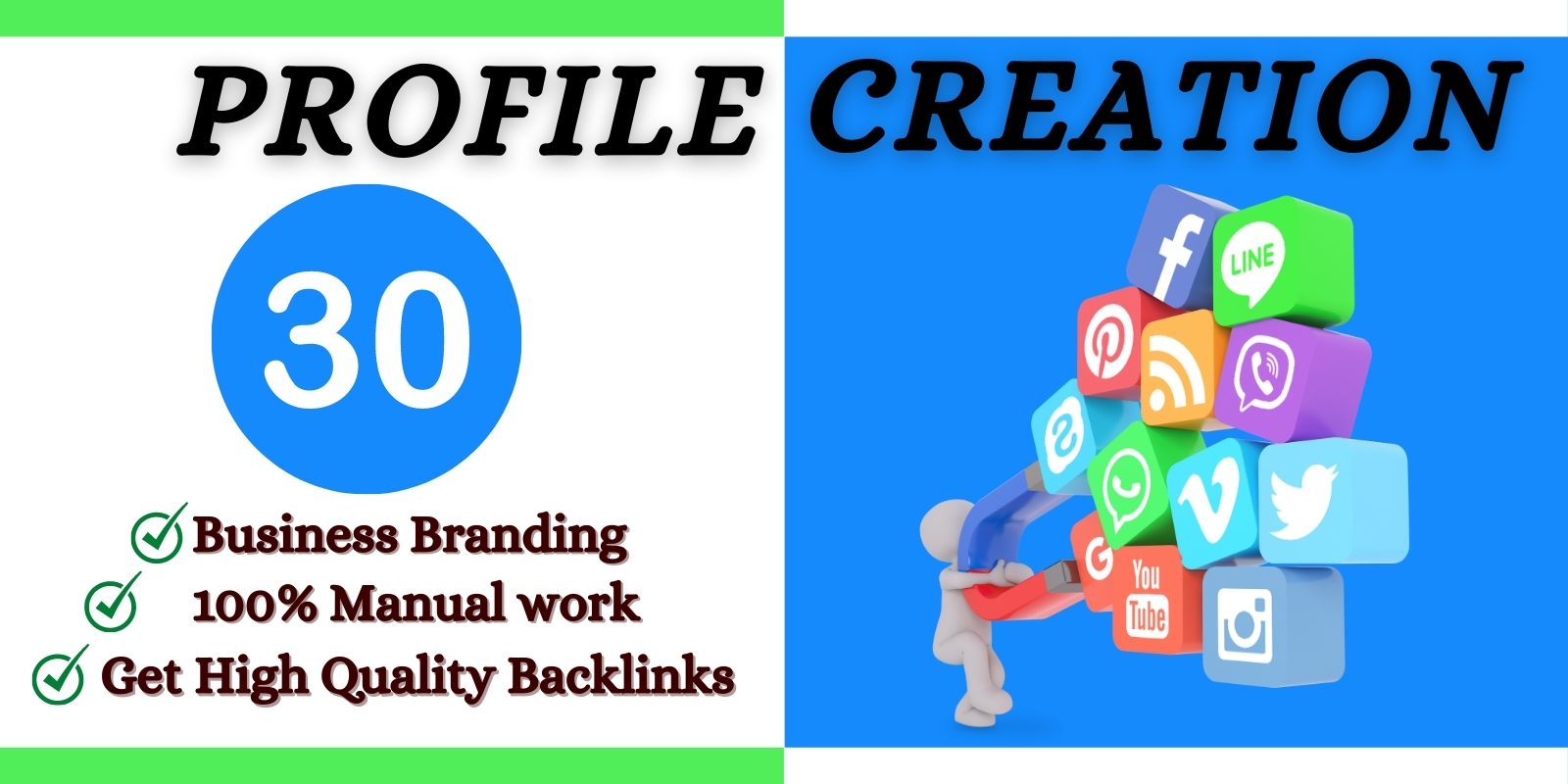 I will do 30 social media profile and page creation